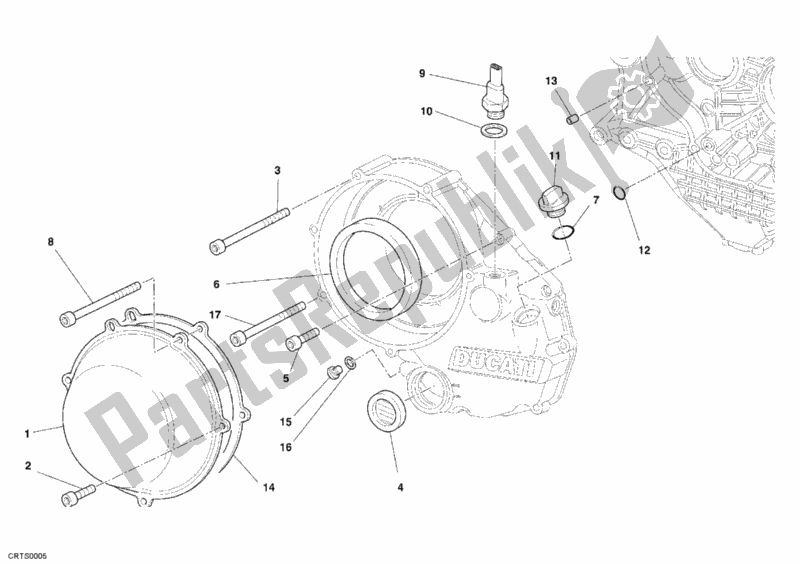 Todas as partes de Tampa Da Embreagem, Externa do Ducati Monster S4 RS USA 1000 2006